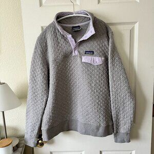 Patagonia Quilted Snap T Pullover M Gray Organic Cotton Cozy Sweatshirt